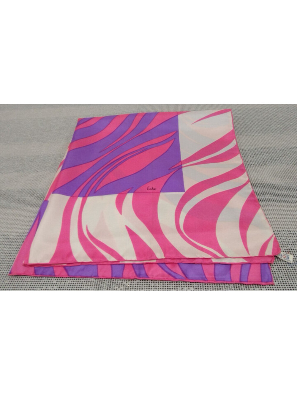 60s Vintage Echo Silk Scarf Pink Zebra Geometric Psychedelic Purple Vibrant
